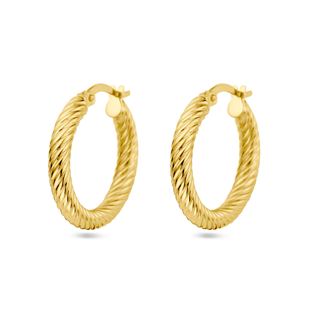 Oorringen gedraaide buis 14k geelgoud