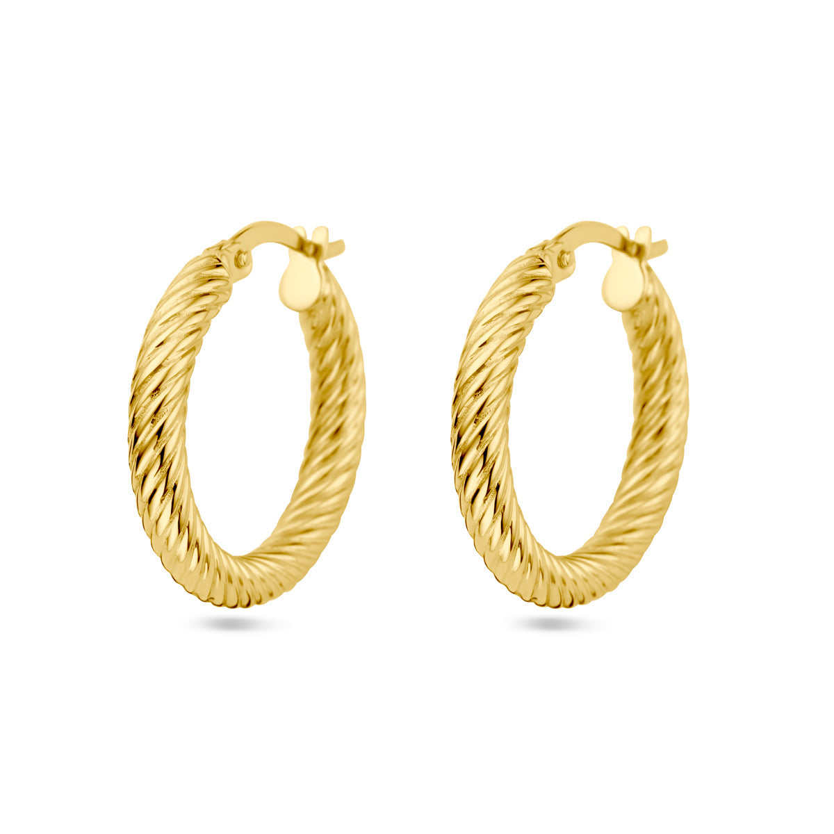 Oorringen gedraaide buis 14k geelgoud