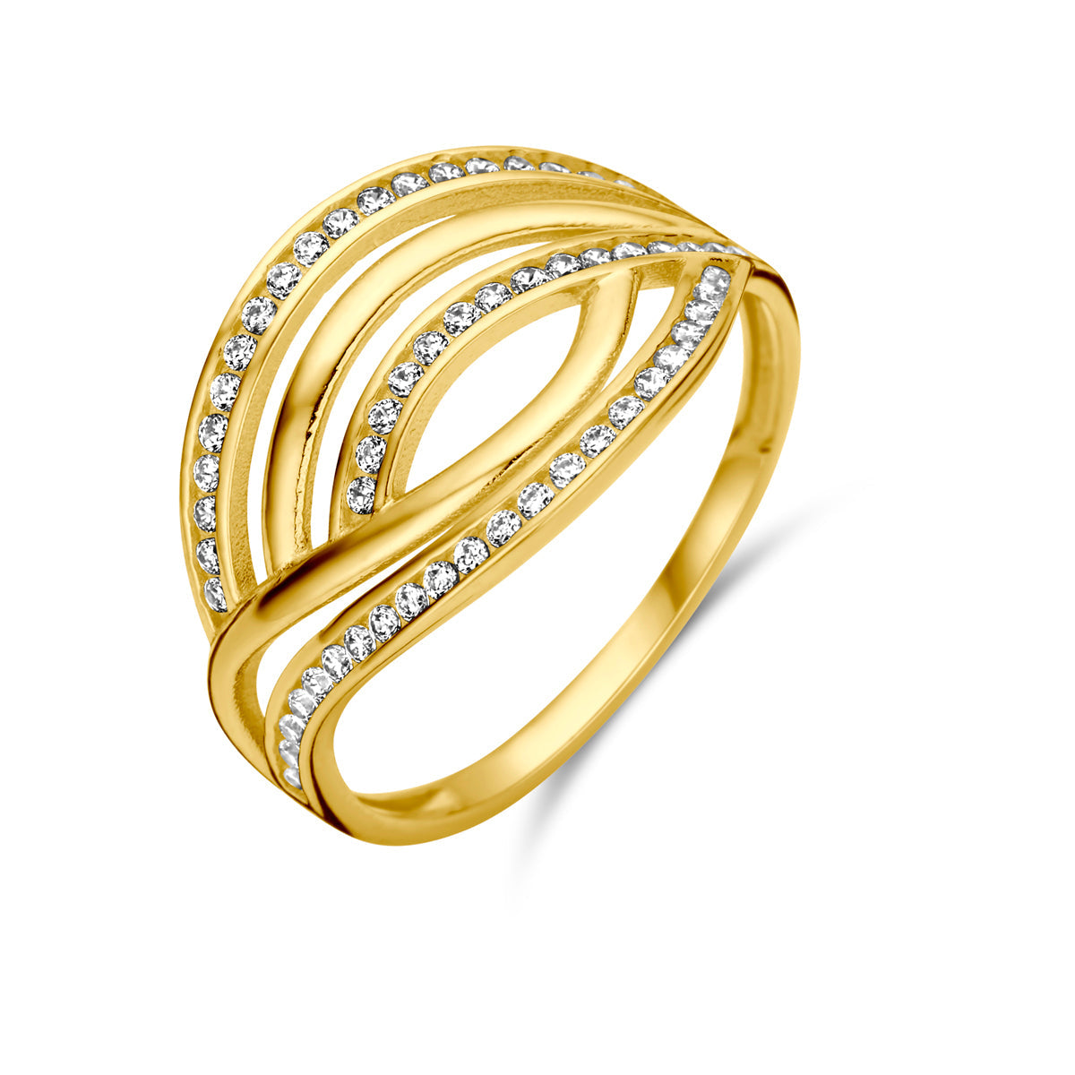 Ring zirkonia 14k geelgoud