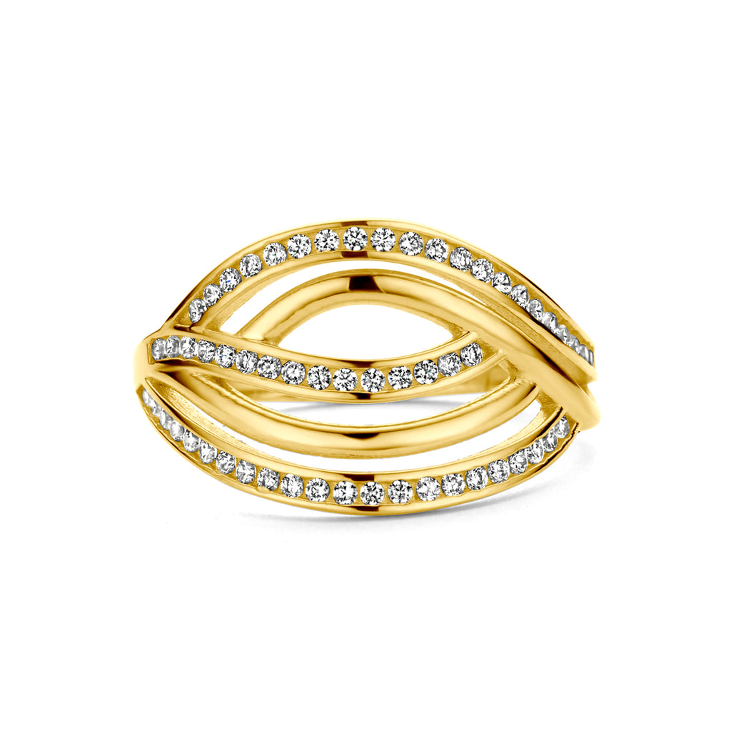 Ring zirkonia 14k geelgoud