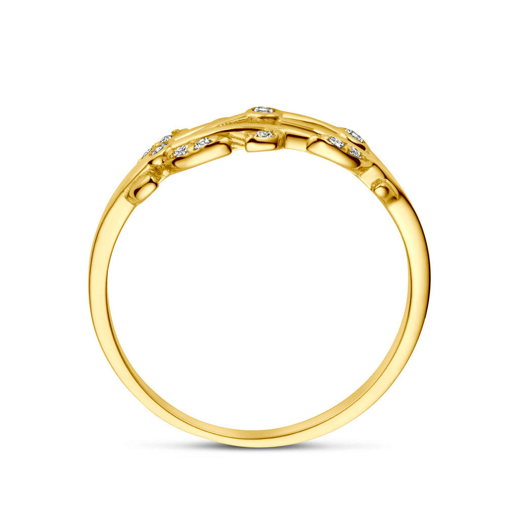Ring zirkonia 14k geelgoud