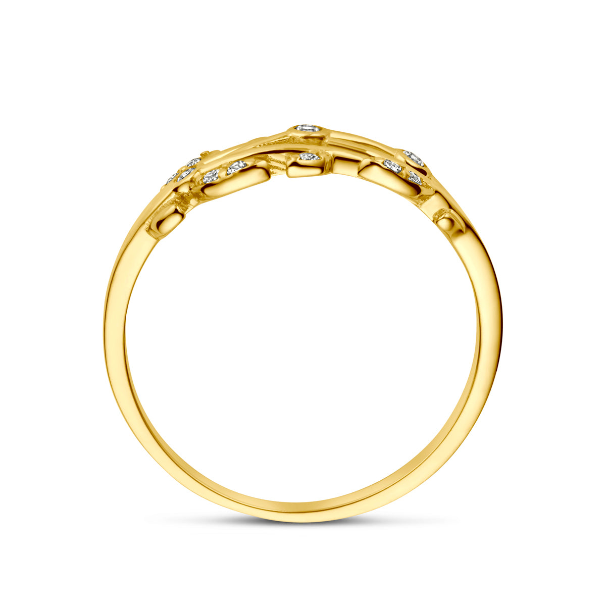 Ring zirkonia 14k geelgoud