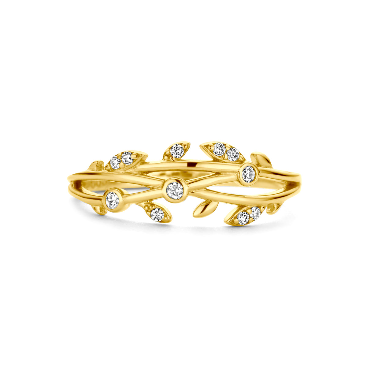 Ring zirkonia 14k geelgoud