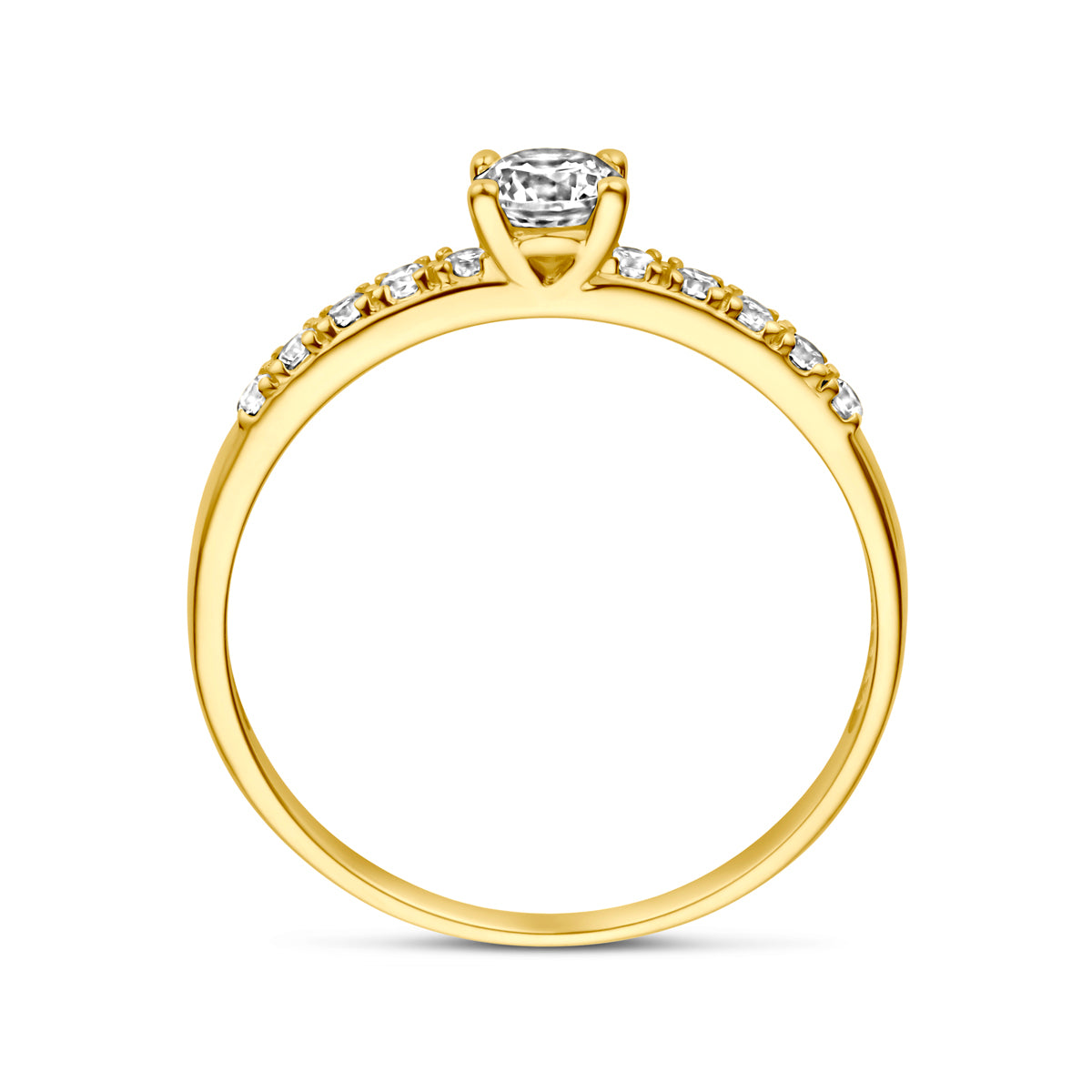 Ring zirkonia 14k geelgoud