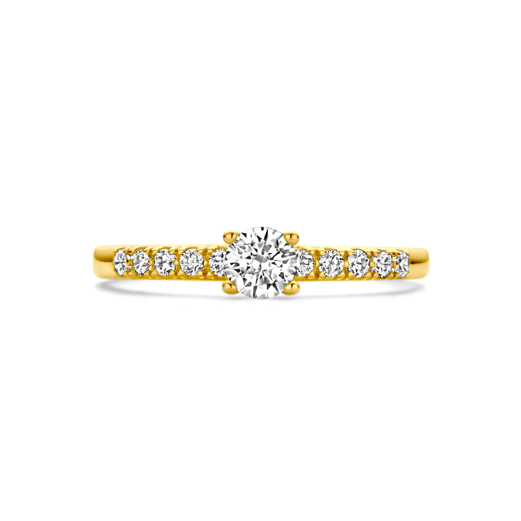 Ring zirkonia 14k geelgoud