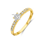 Ring zirkonia 14k geelgoud