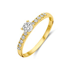 Ring zirkonia 14k geelgoud