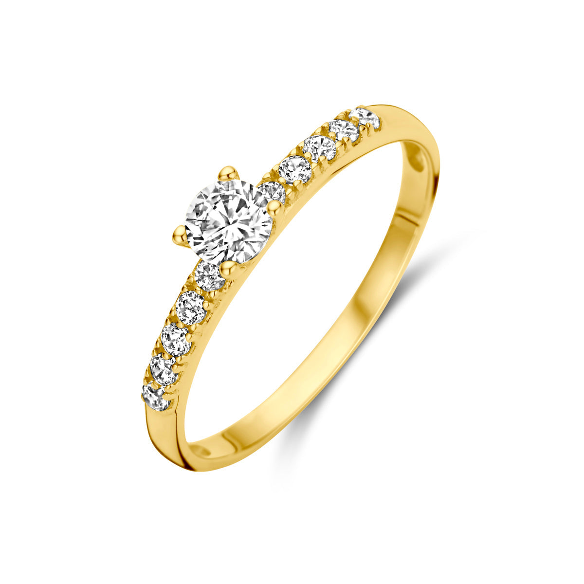 Ring zirkonia 14k geelgoud