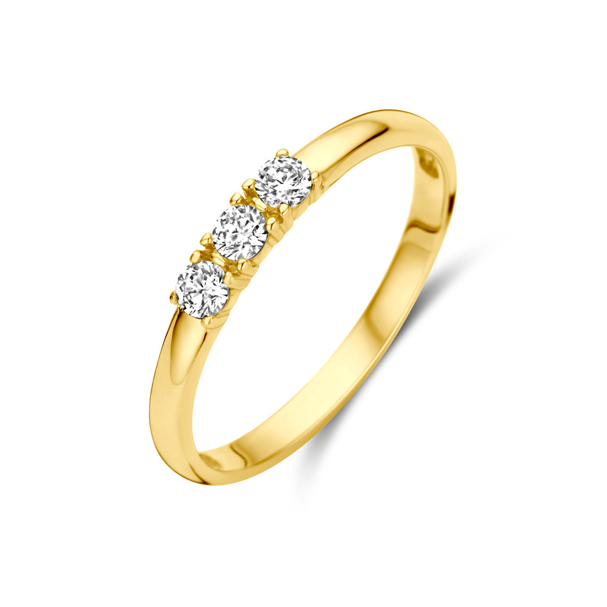 Ring zirkonia 14k geelgoud