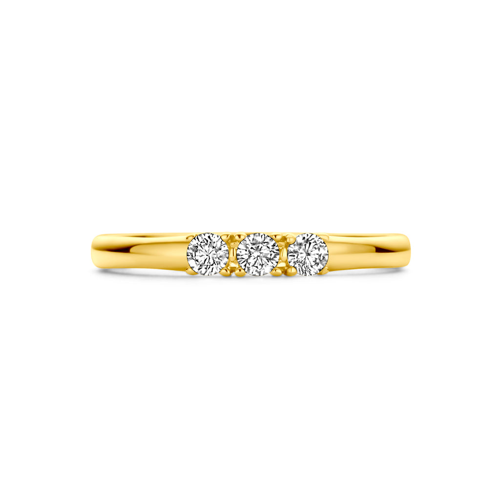 Ring zirkonia 14k geelgoud