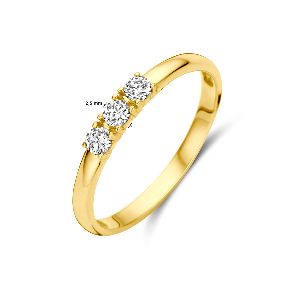 Ring zirkonia 14k geelgoud