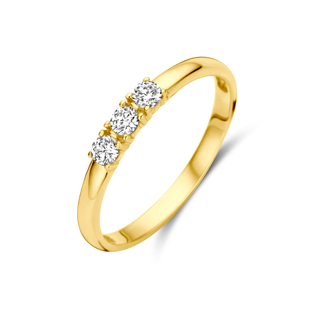 Ring zirkonia 14k geelgoud