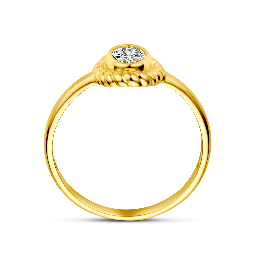 Ring zirkonia 14k geelgoud
