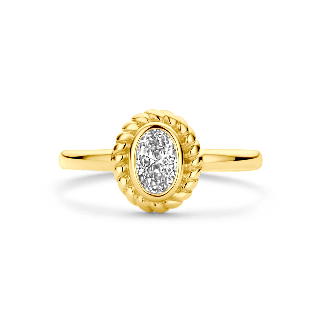 Ring zirkonia 14k geelgoud