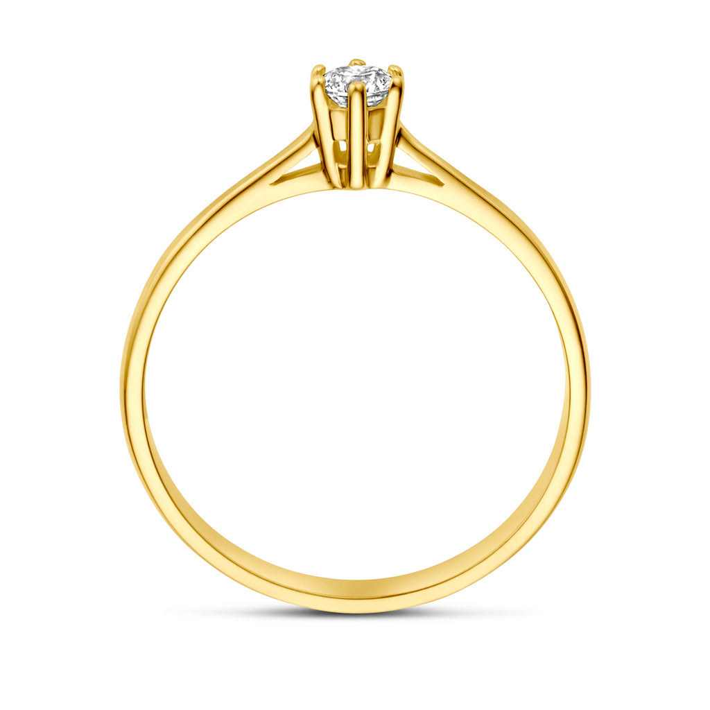Ring zirkonia 14k geelgoud