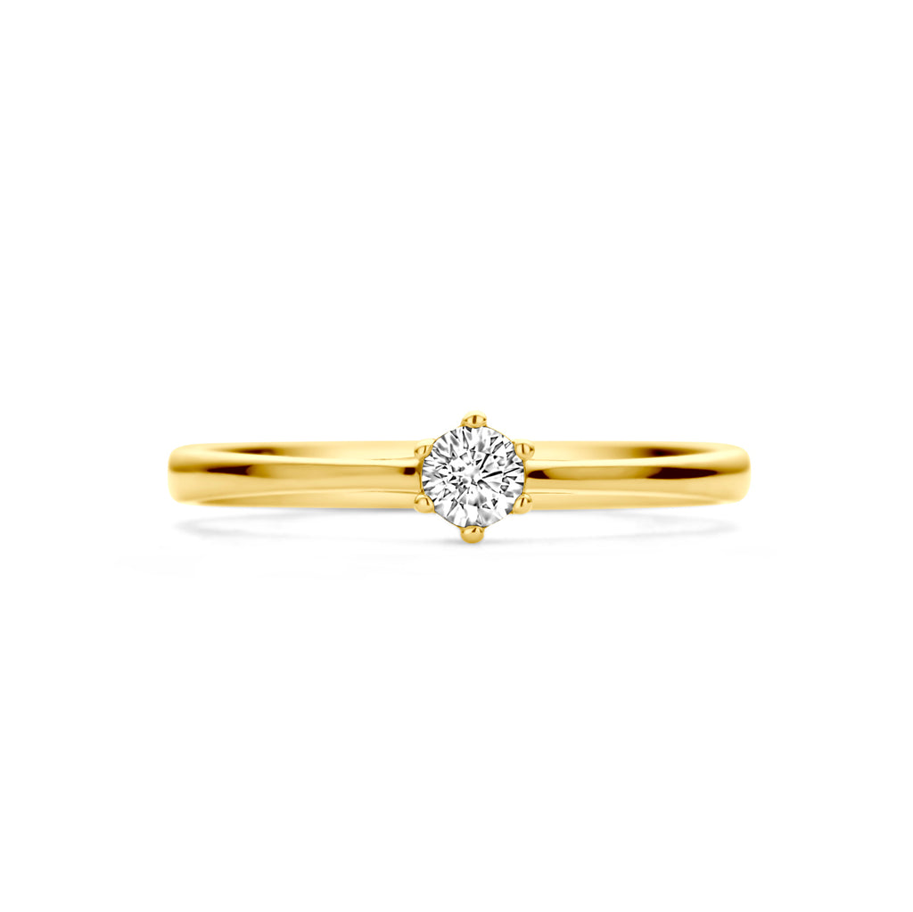 Ring zirkonia 14k geelgoud