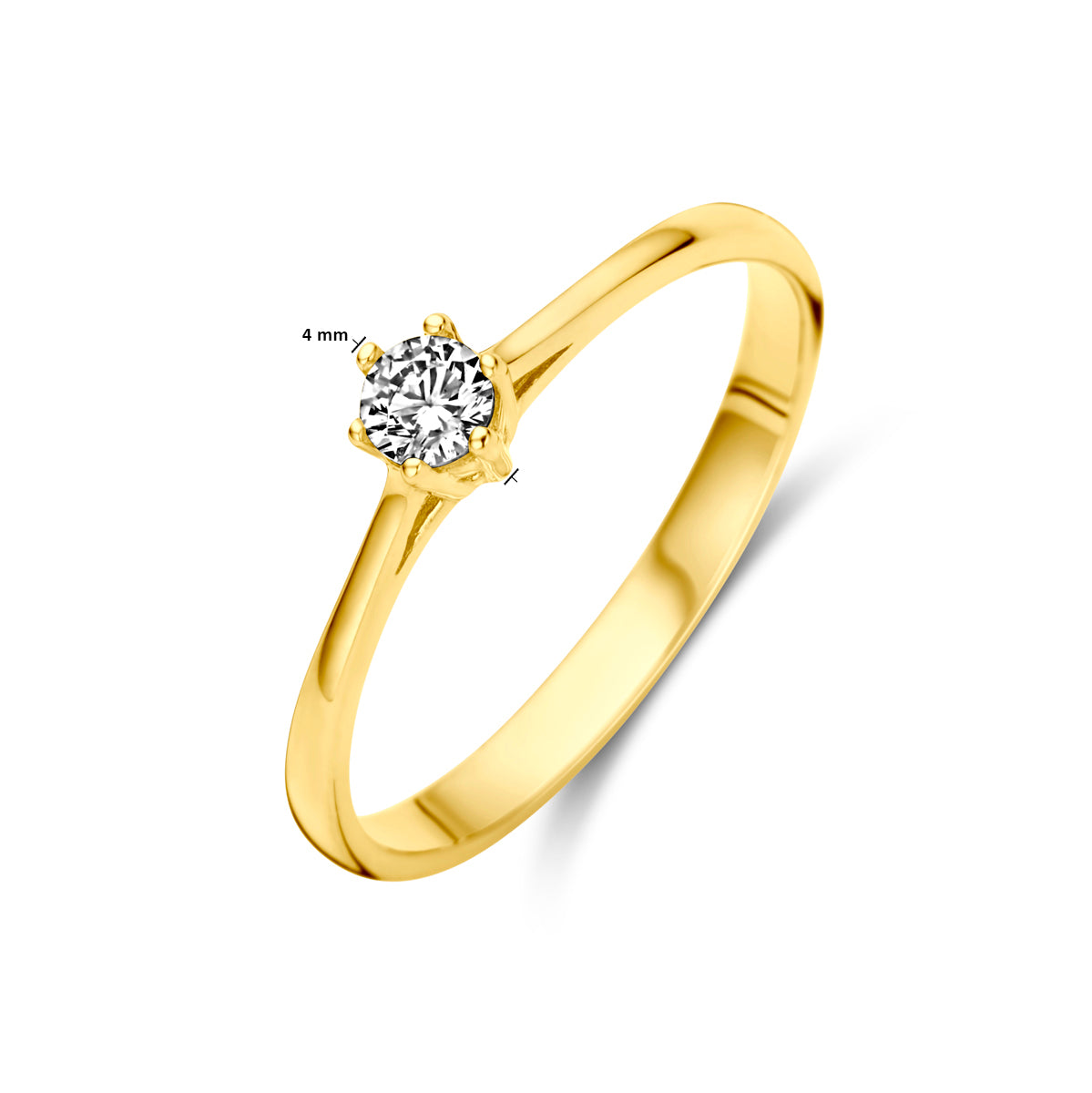 Ring zirkonia 14k geelgoud