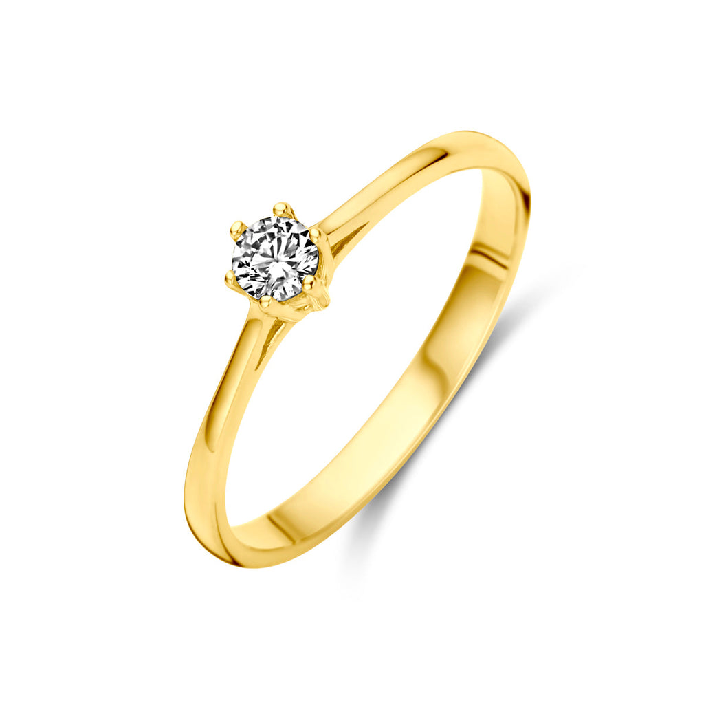 Ring zirkonia 14k geelgoud