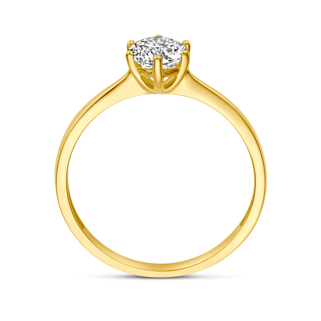 Ring zirkonia 14k geelgoud