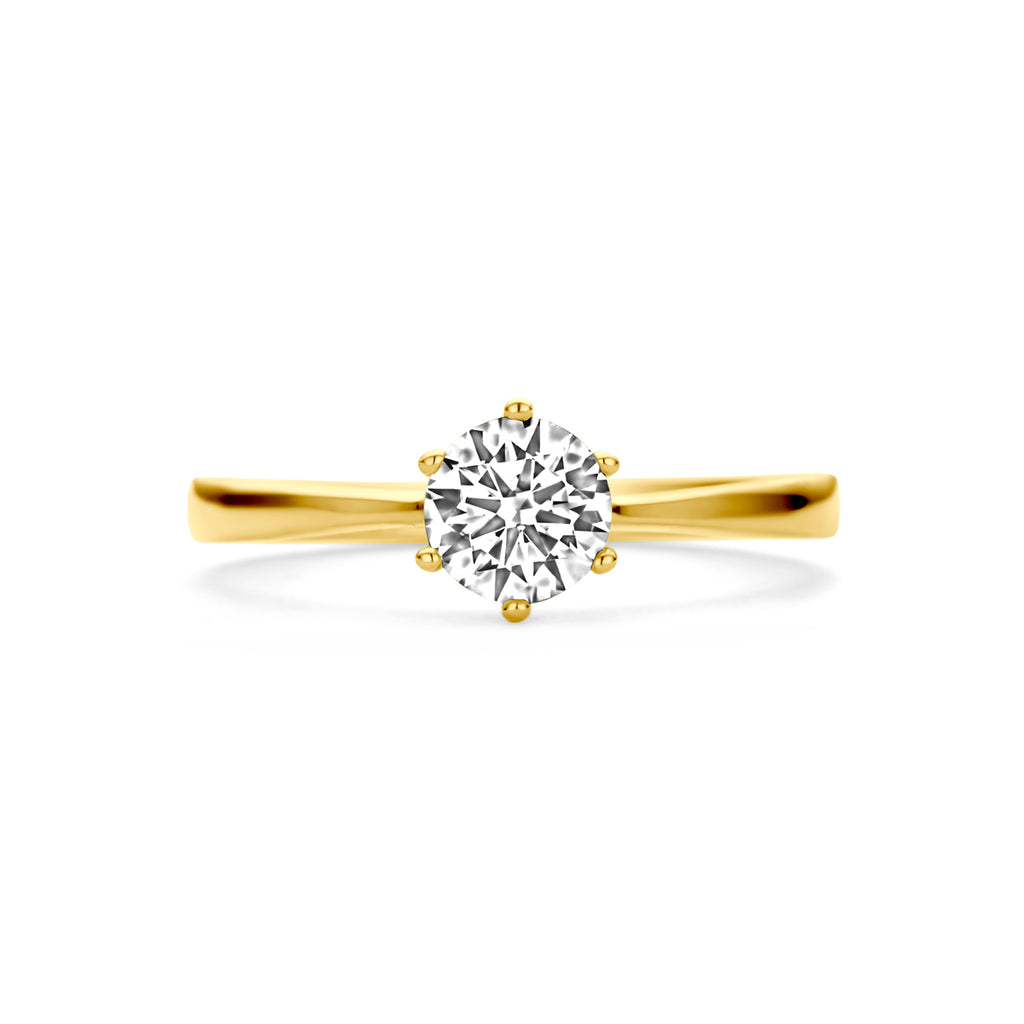 Ring zirkonia 14k geelgoud