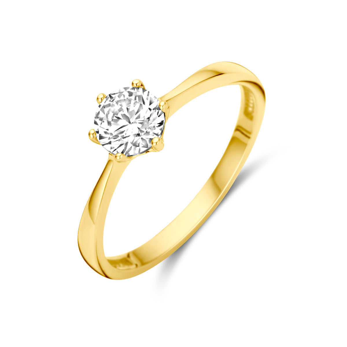 Ring zirkonia 14k geelgoud