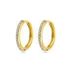 Klapoorringen zirkonia 14k geelgoud