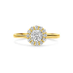 Ring zirkonia halo 14k geelgoud