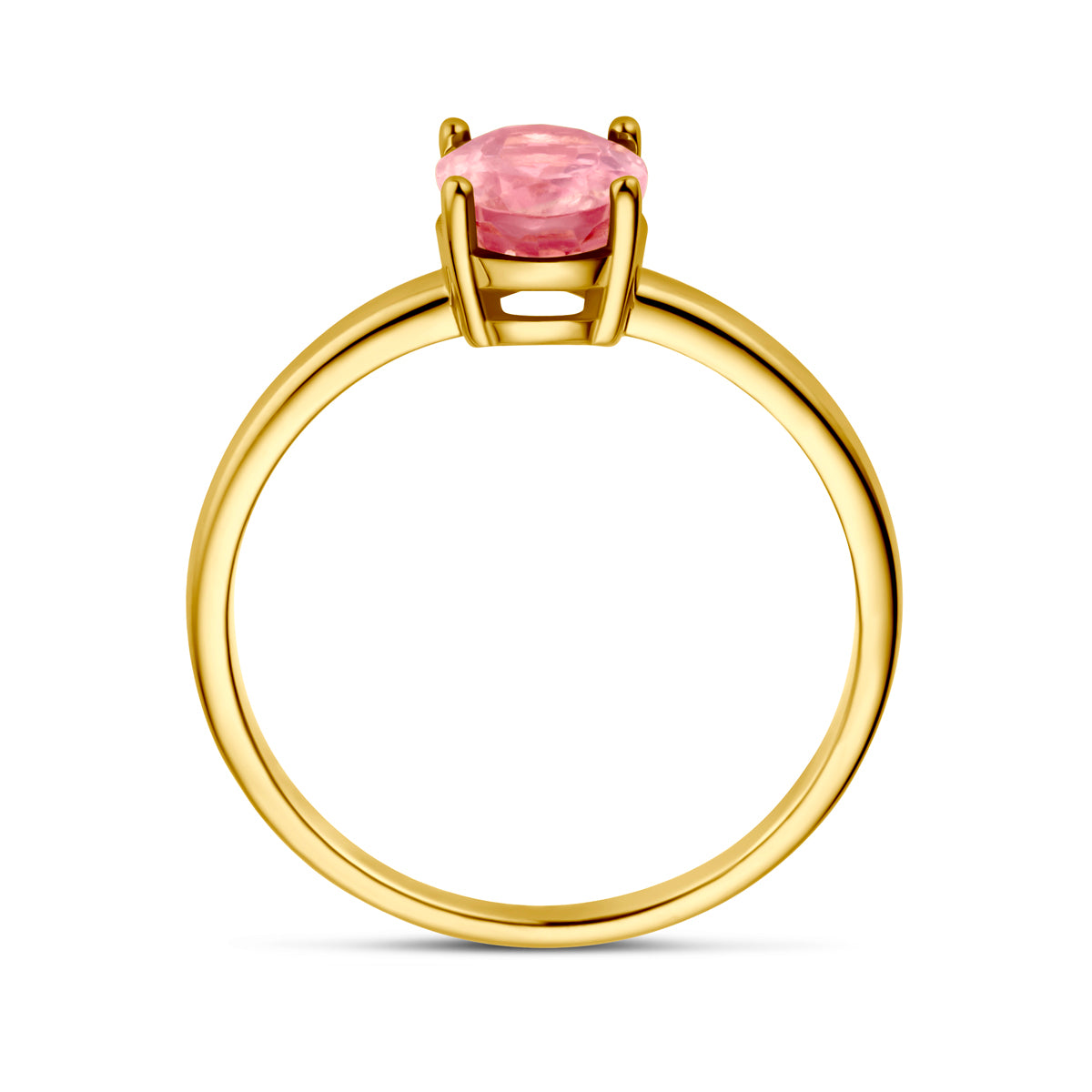 Ring roze toermalijn 14k geelgoud