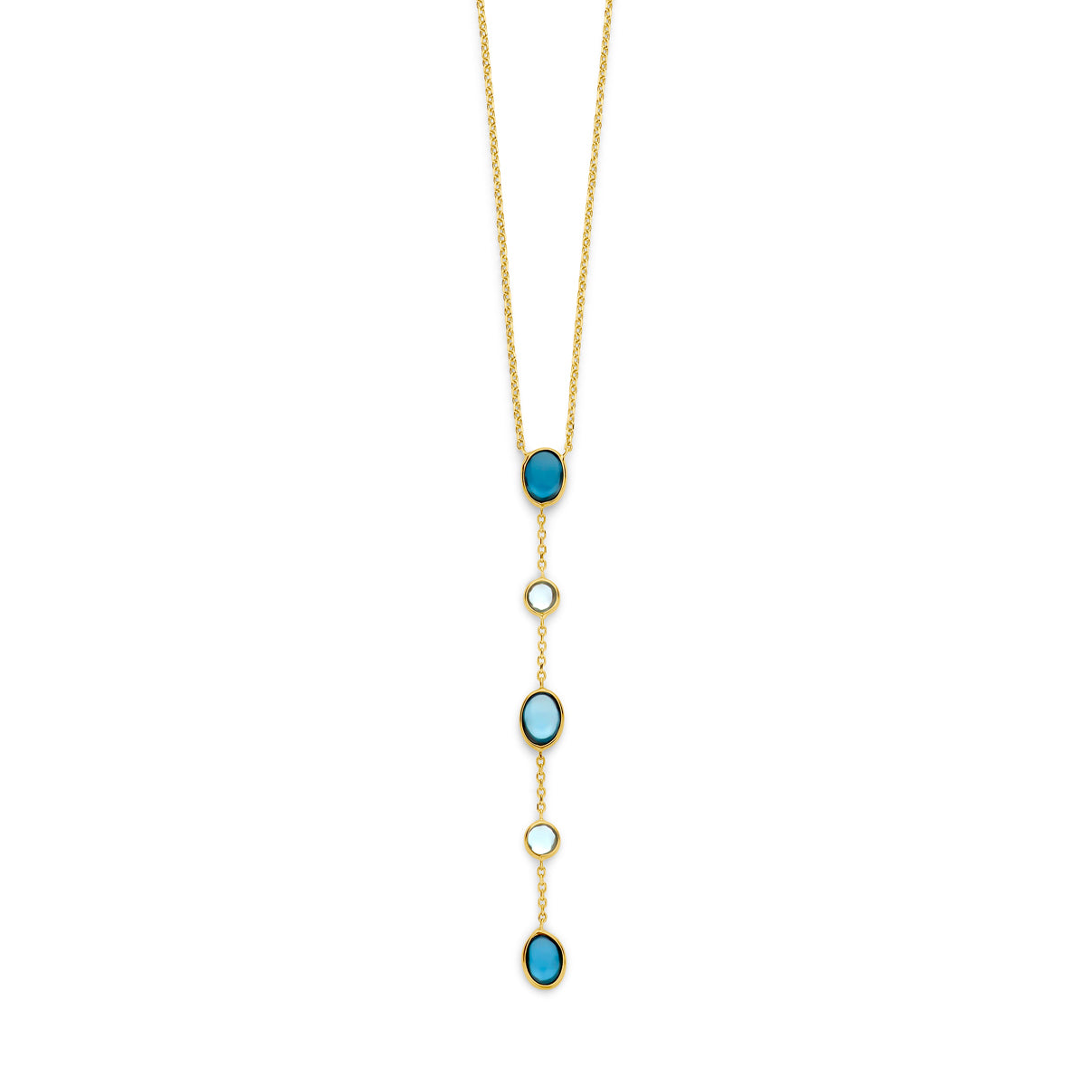 Collier london blue en blauw topaas 45 - 47 cm 14k geelgoud
