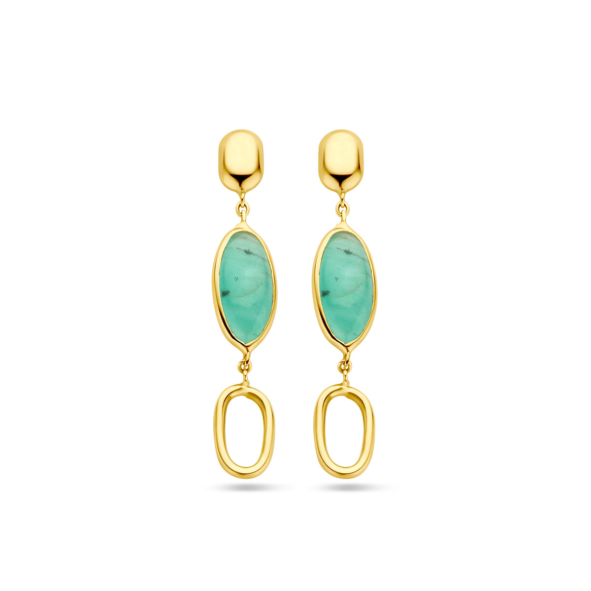 Oorhangers smaragd 14k geelgoud