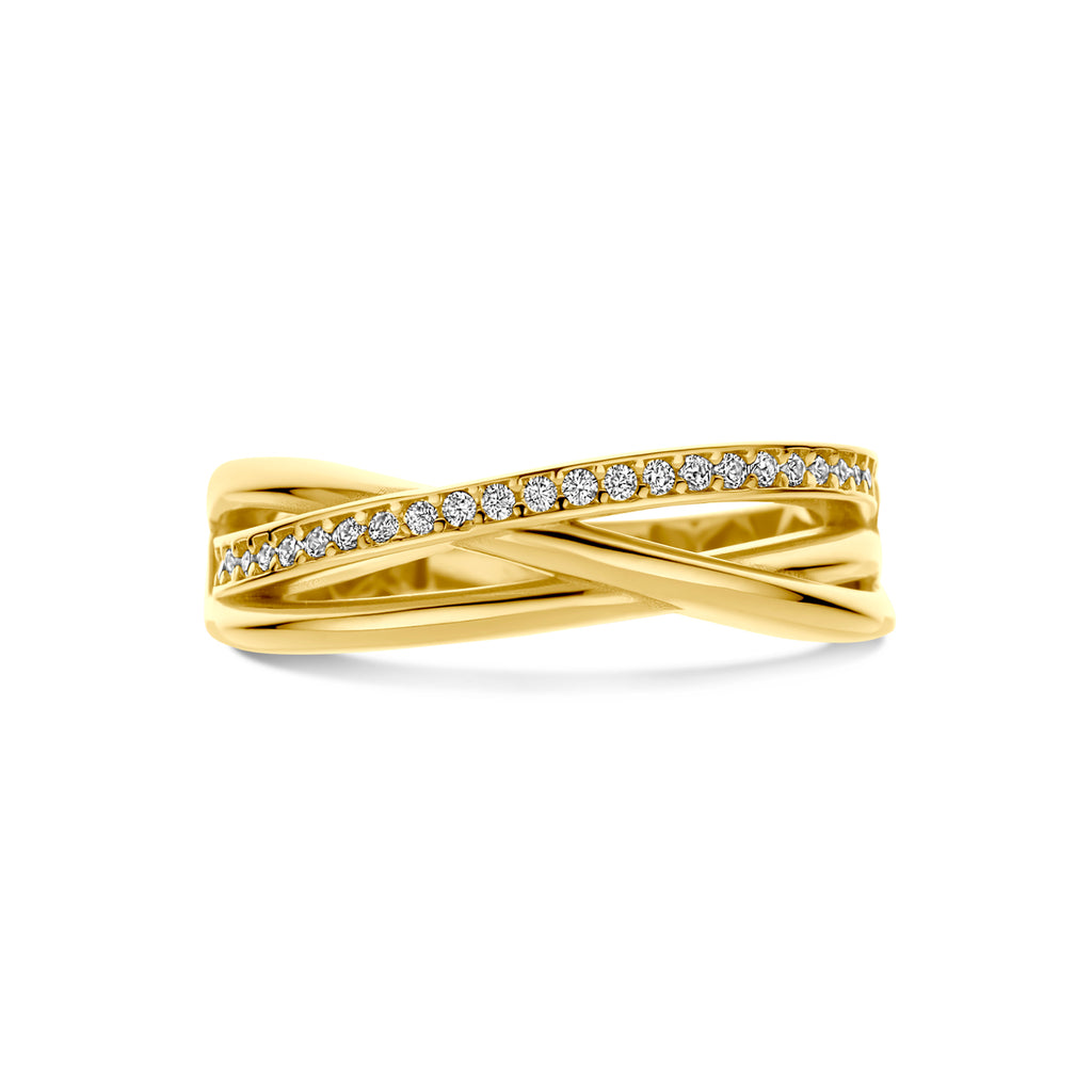 Ring zirkonia 14k geelgoud