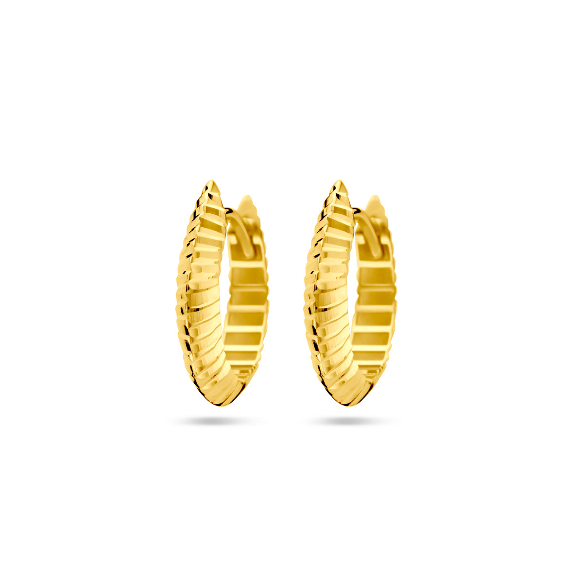 Klapoorringen gediamanteerd 14k geelgoud