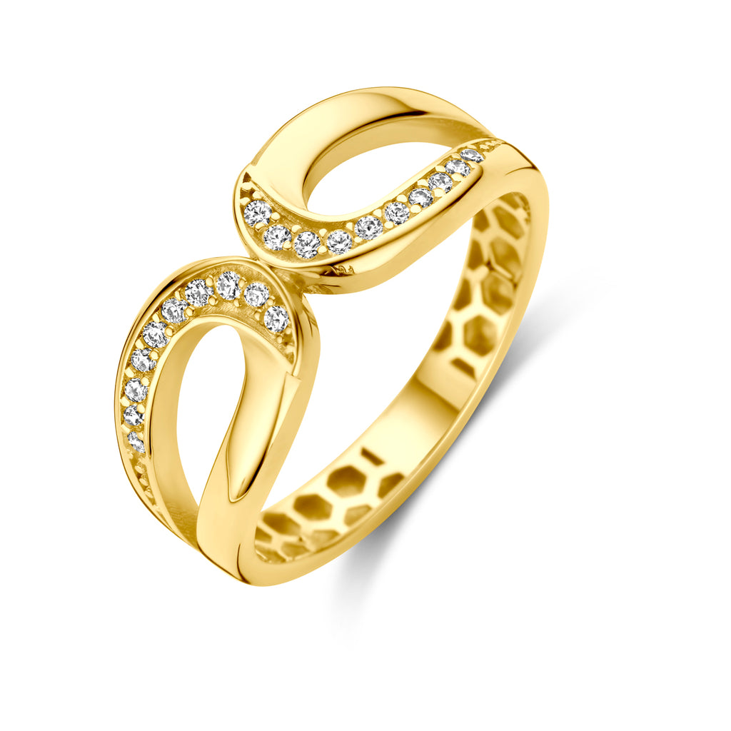 Ring zirkonia 14k geelgoud
