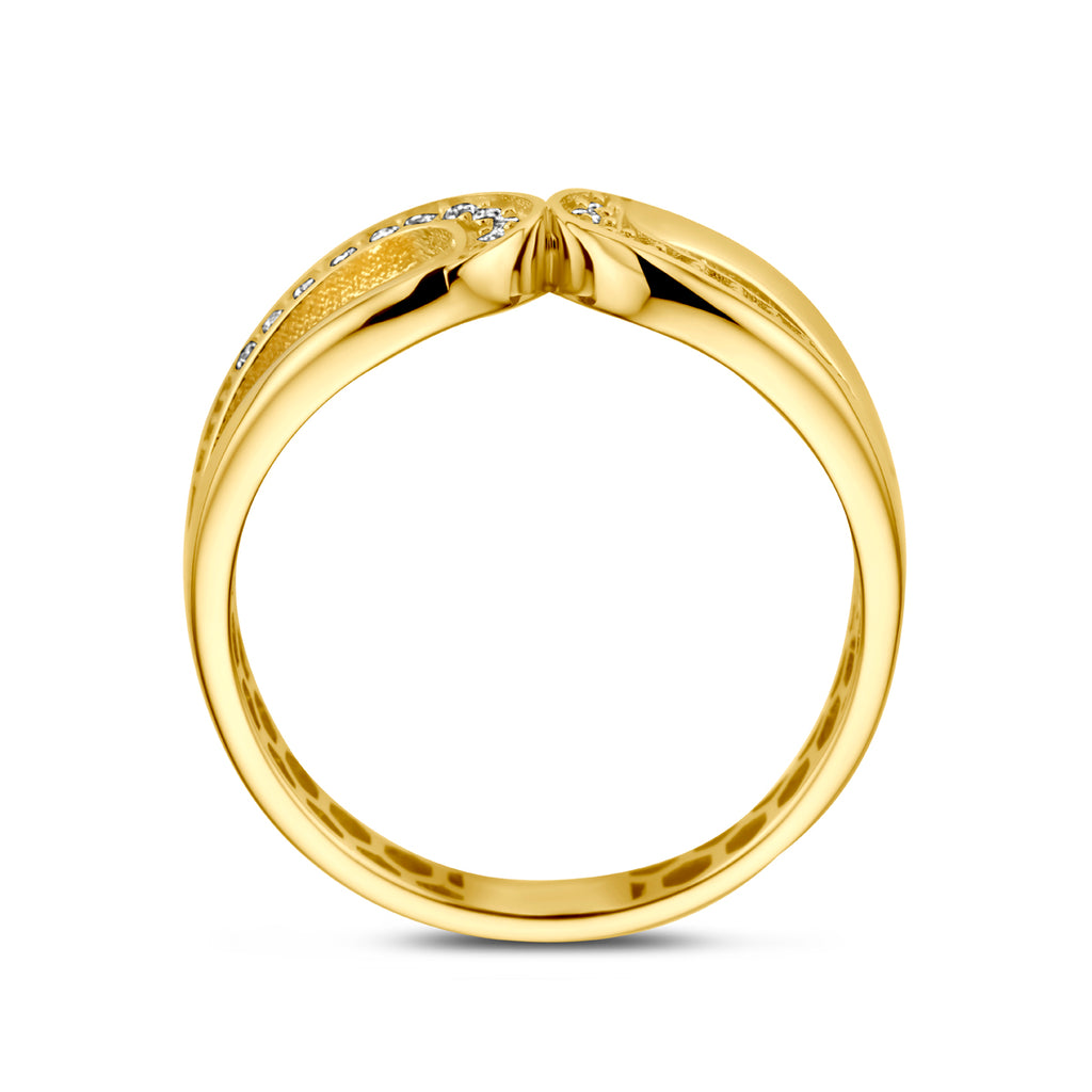 Ring zirkonia 14k geelgoud