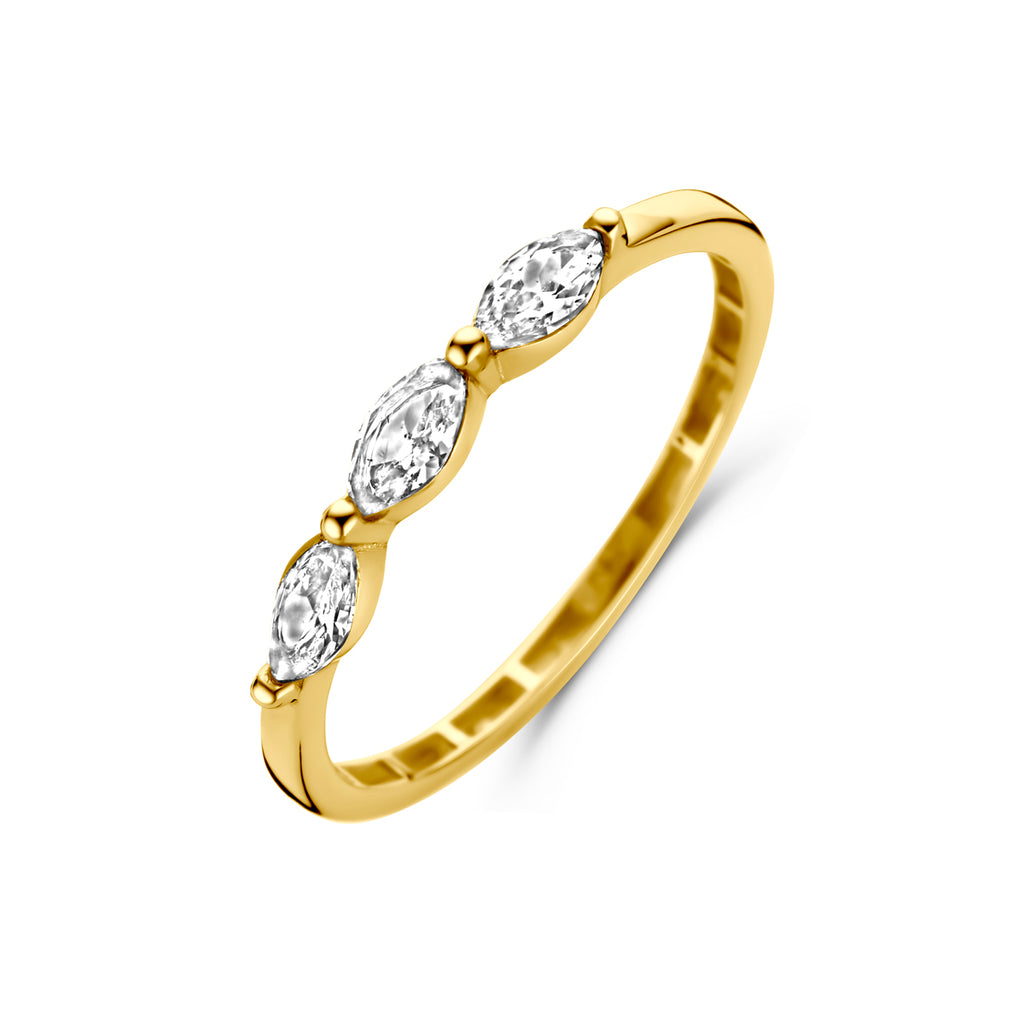 Ring zirkonia 14k geelgoud