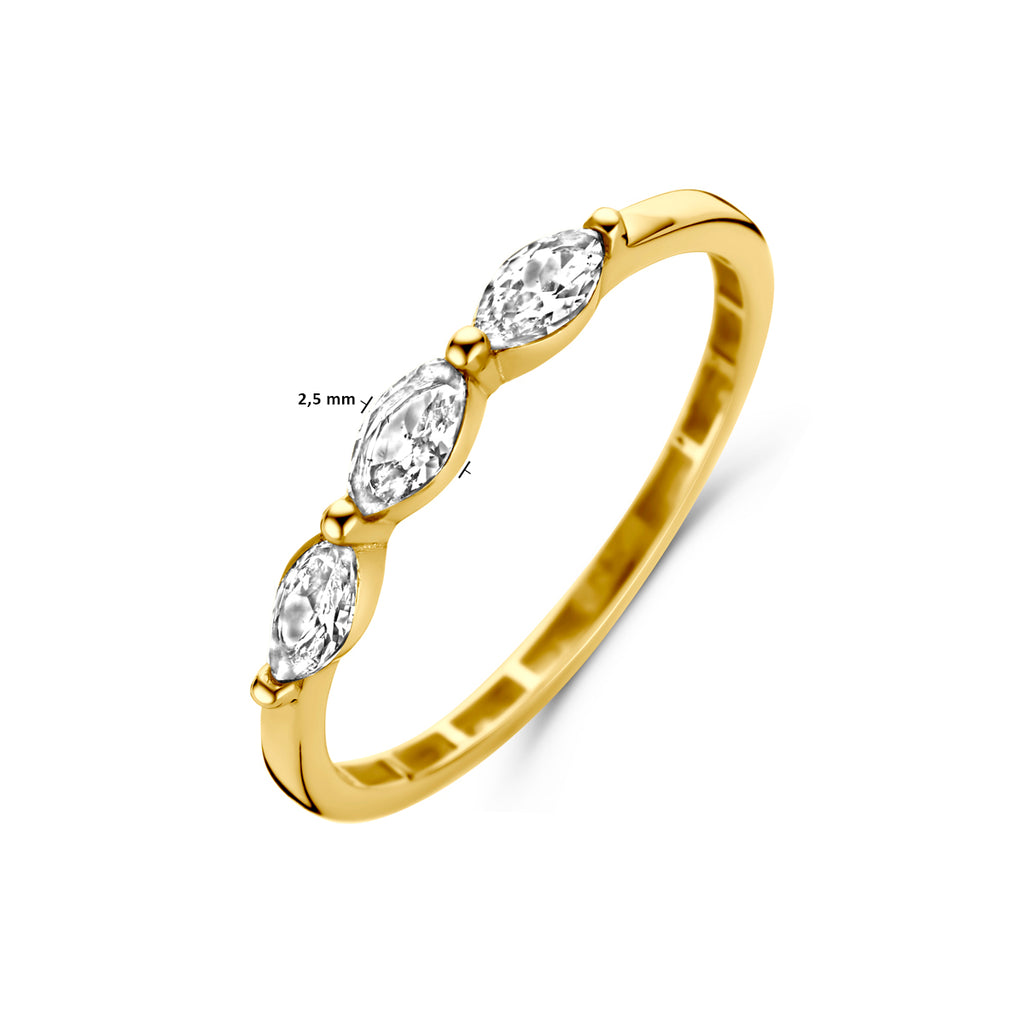 Ring zirkonia 14k geelgoud