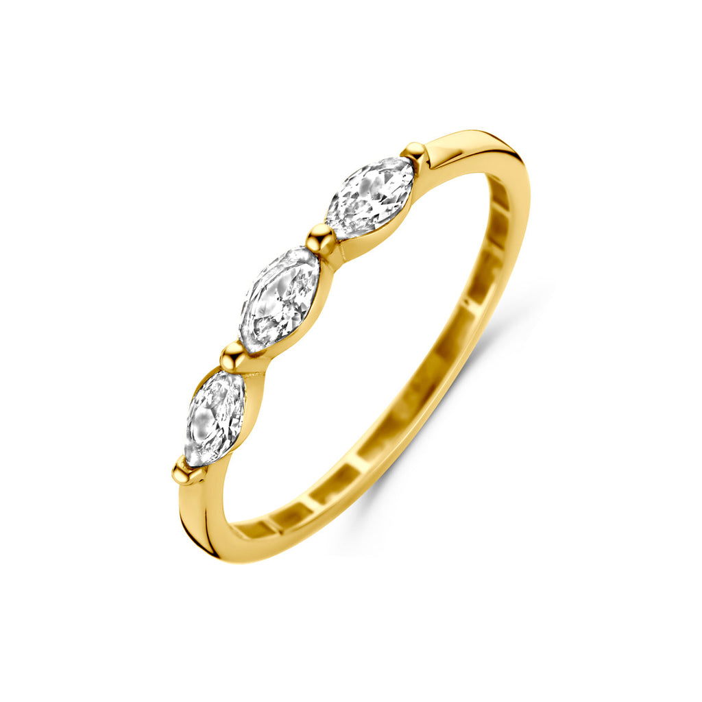 Ring zirkonia 14k geelgoud
