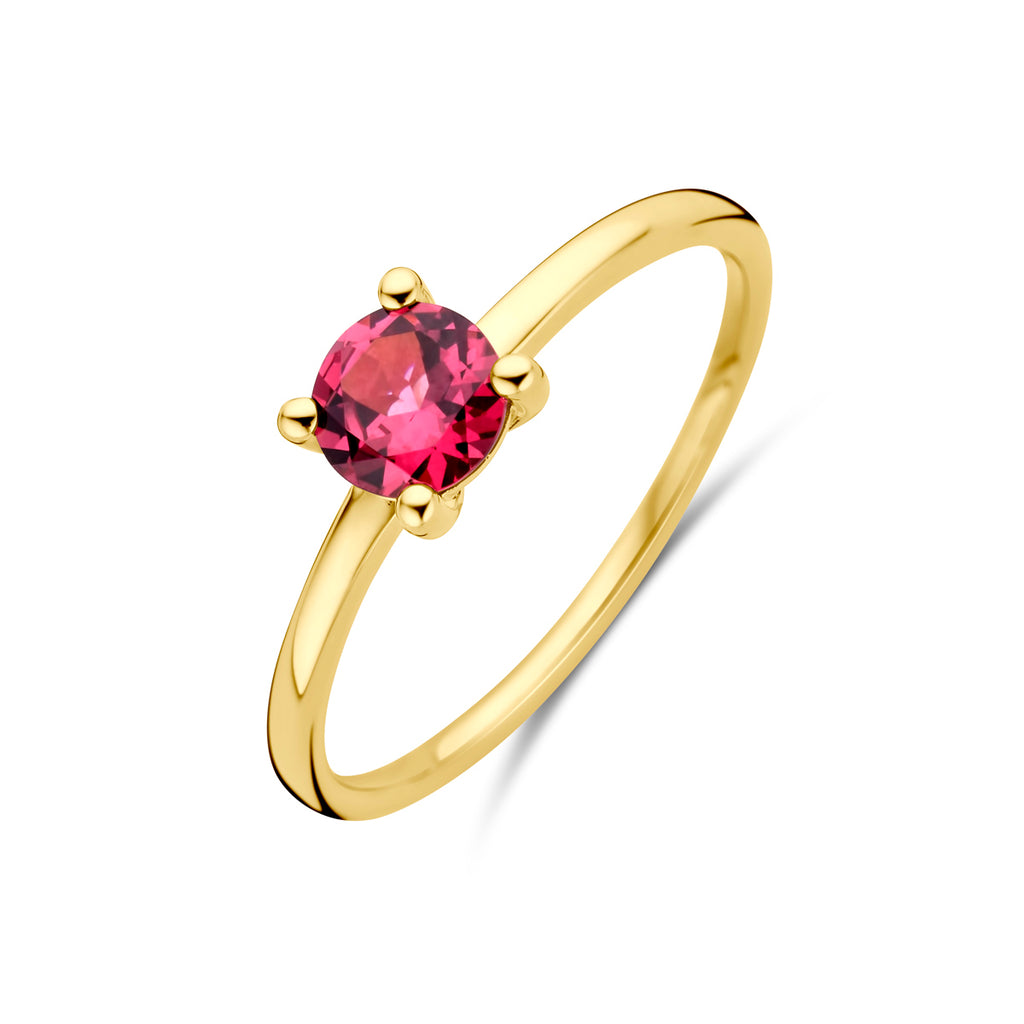 Ring roze rhodoliet 14k geelgoud