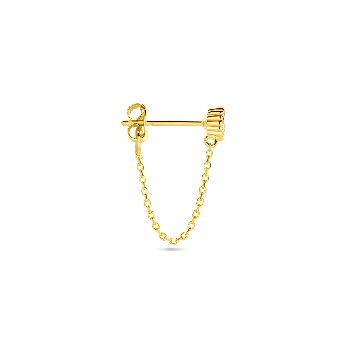 Oorknop zirkonia per stuk 14k geelgoud