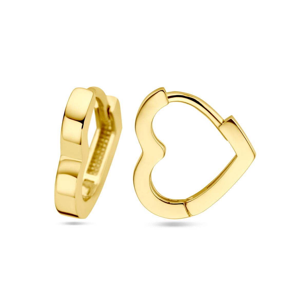 Klapoorringen hart 14k geelgoud