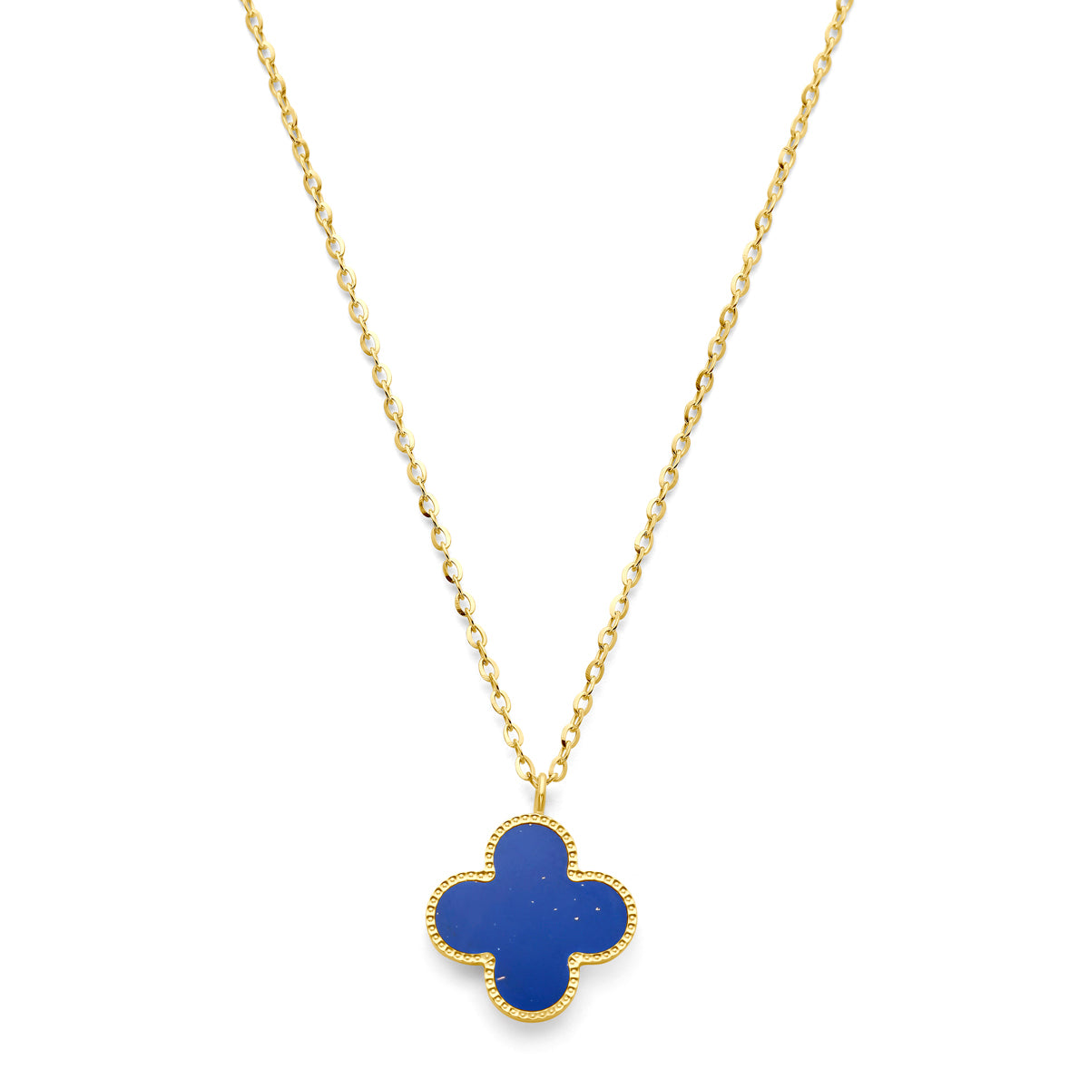 Collier klavertje lapis 41 – 43 – 45 cm 14k geelgoud