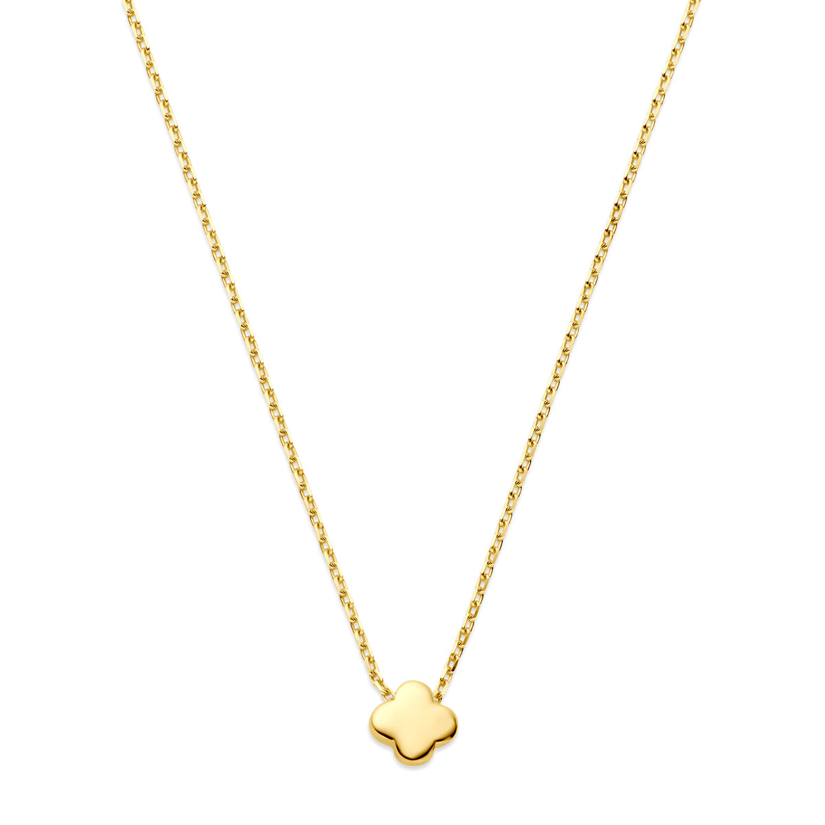 Collier klavertje 42 - 45 cm 14k geelgoud
