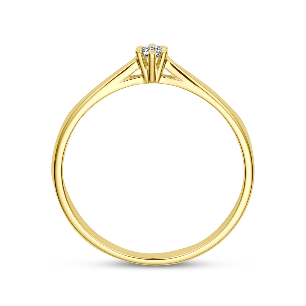 Ring diamant 0.05ct h si 14k geelgoud