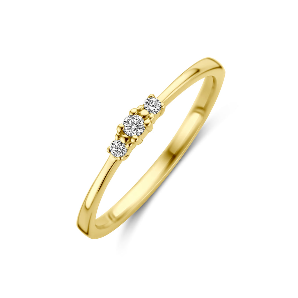 Ring trilogie diamant 0.08ct h si 14k geelgoud