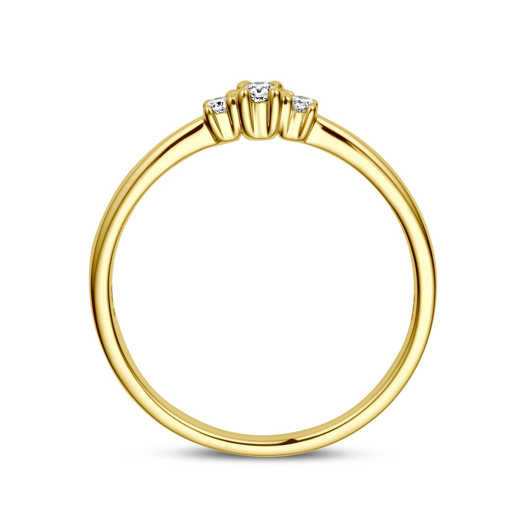 Ring trilogie diamant 0.08ct h si 14k geelgoud
