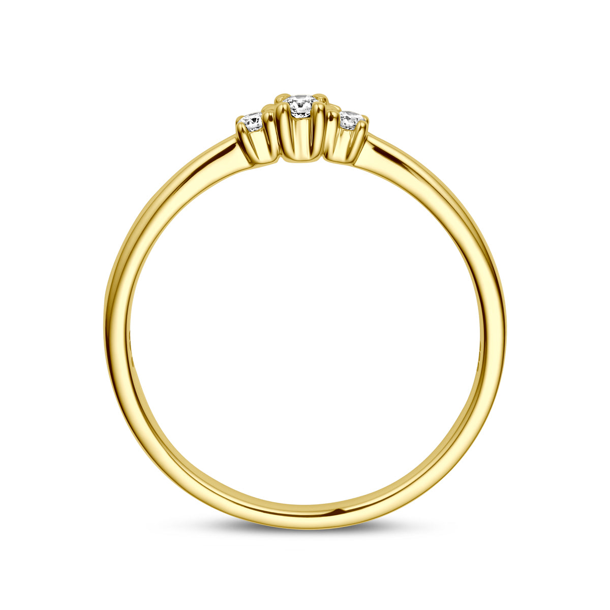 Ring trilogie diamant 0.08ct h si 14k geelgoud