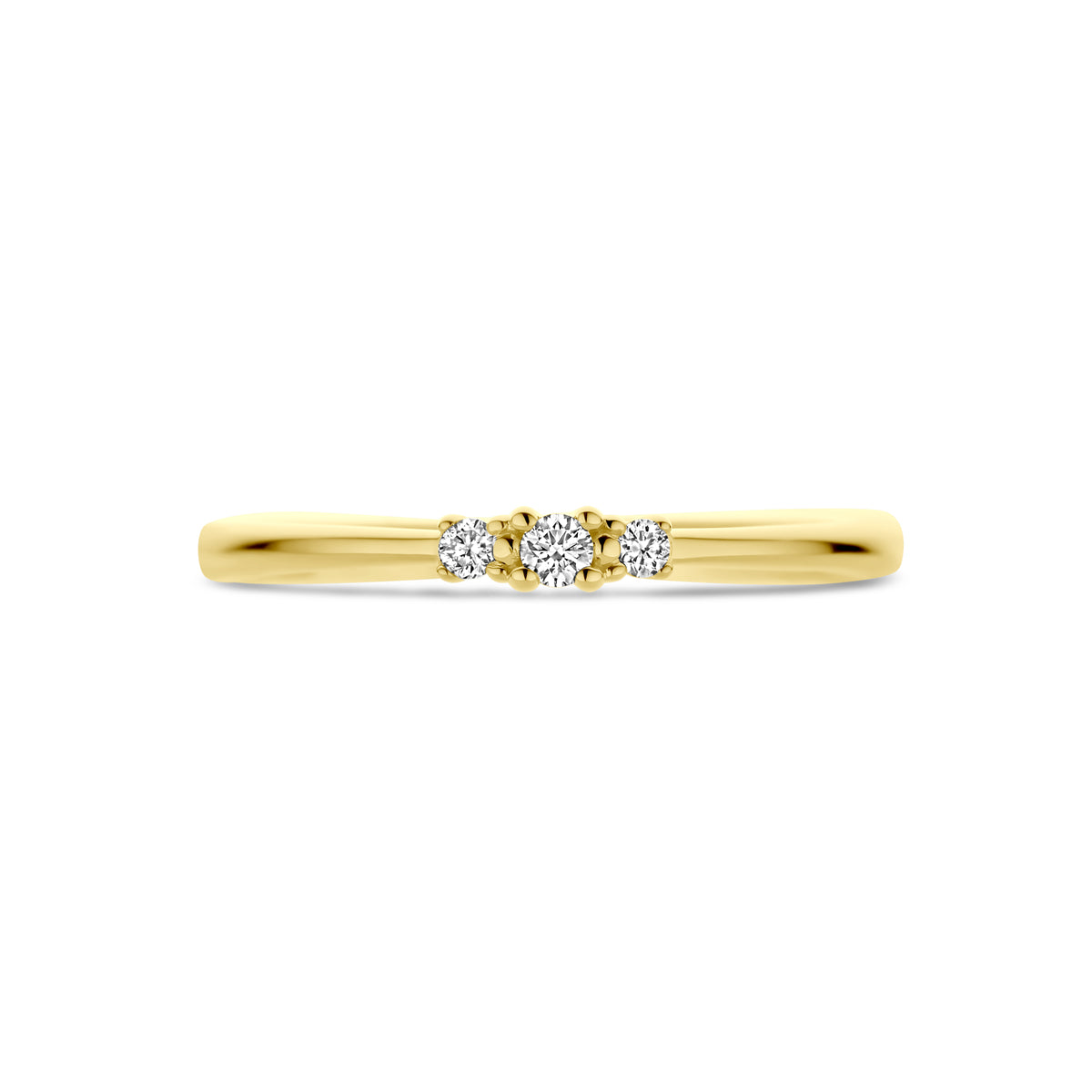Ring trilogie diamant 0.08ct h si 14k geelgoud