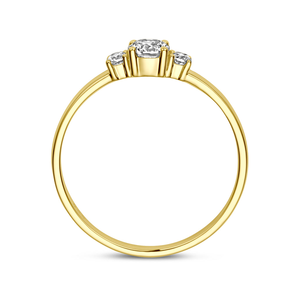 Ring trilogie zirkonia 14k geelgoud