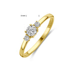 Ring trilogie zirkonia 14k geelgoud