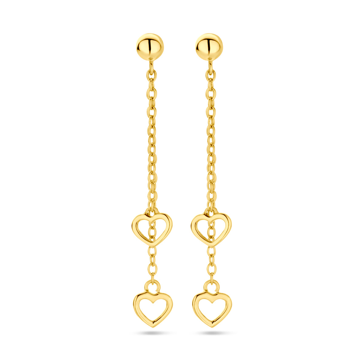 Oorhangers hartjes 14k geelgoud